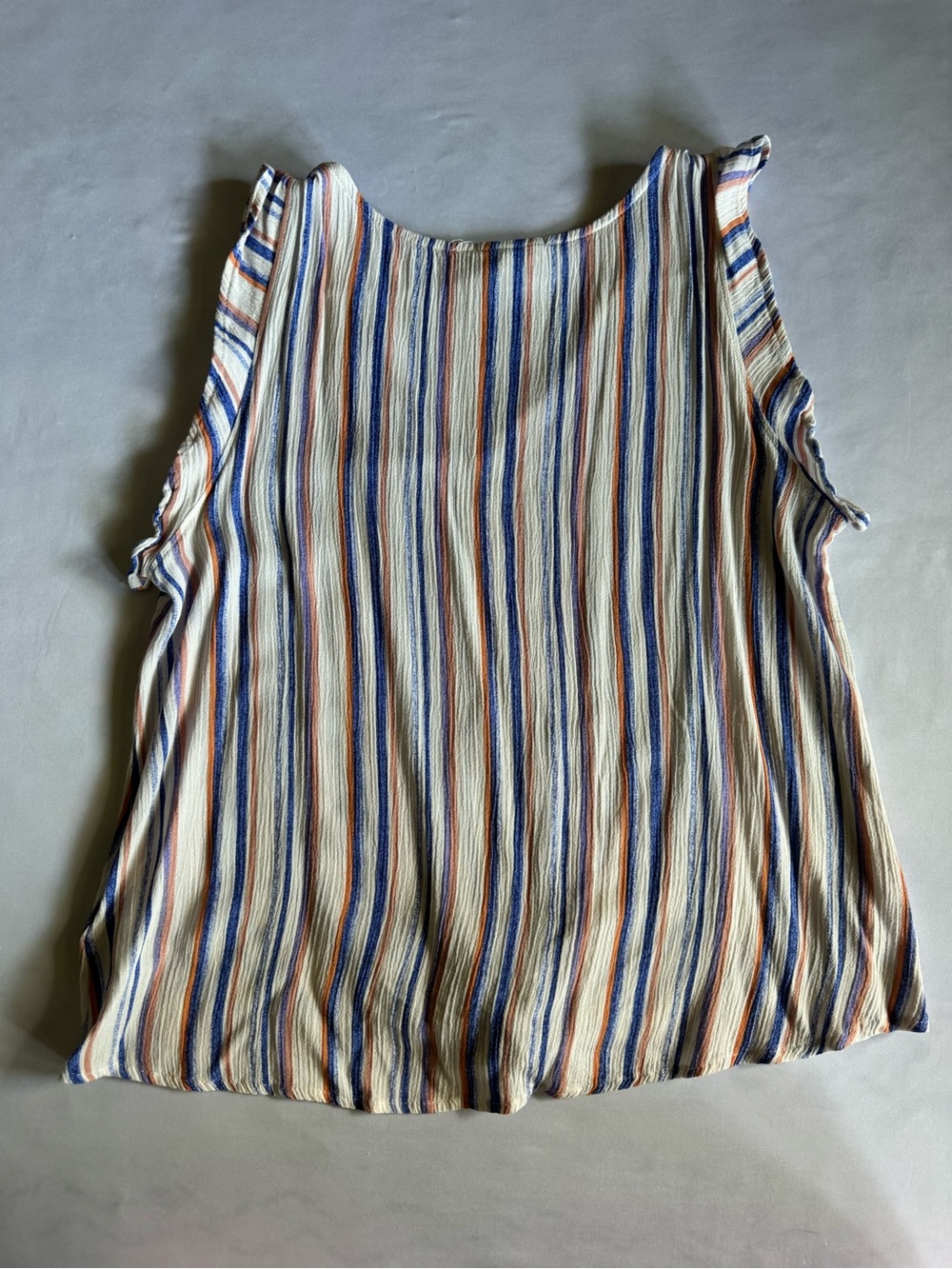 West K Striped Tie Front Tank Top Small V Neck Sleeveless Blue Orange White - Picture 10 of 10